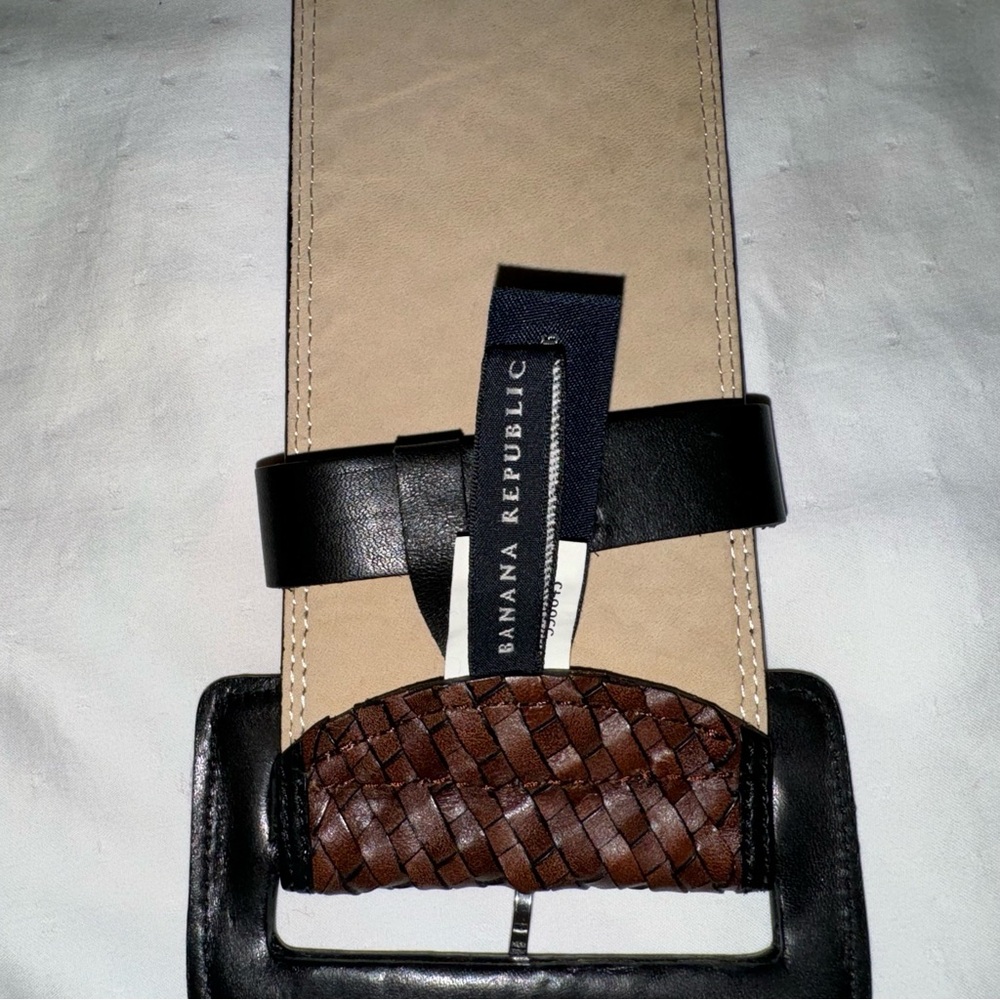 BANANA REPUBLIC LEATHER WOVEN WIDE BELT SIZE XS - Picture 6 of 11